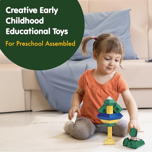 Image of Kidology Baby Shape Sorting Toy Montessori Sensory Toys with Colorful Cube | Shape Sorting Bin with Elastic Bands Fine Motor Skill Early Learning Preschool Educational (Stacking Tower Block-15Pcs)