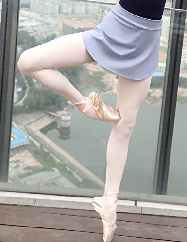 Daydance Gray Adult Ballet Skirt Pull On Elastic Mini Dance Skirt With Low Split #TOP1