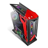 Computer Case, Mid-tower ATX/M-ATX-PC Gaming Case, USB3.0 / USB 2.0 × Tempered Glass Side Panel, 7 Fan Positions, Water-cooled