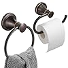 Hoimpro Oil Rubbed Bronze Towel Ring Toilet Paper Holder Double Bathroom Hardware Set Fixtures Toilet Roll Tissue Holder Hand Towel Bar Towel Rack Rv Accessories Sus304 Stainless Steel Wall Mount