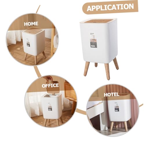 Bote de basura rectangular con tapa press estilo madera, 10L miniatura 2
