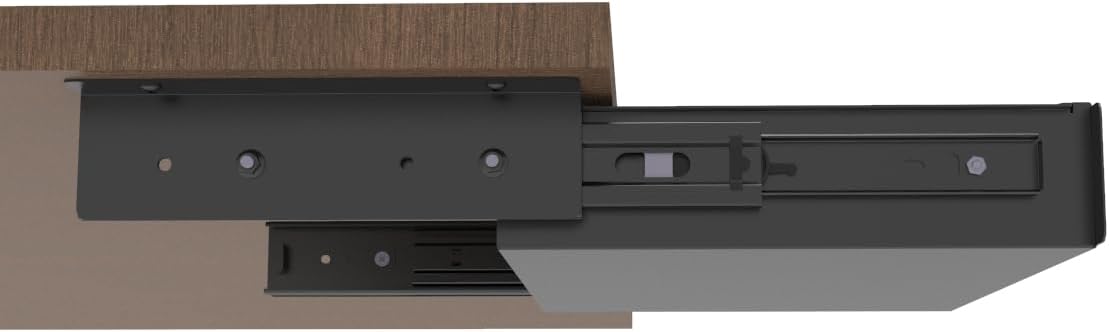 13 Inch Wide Under Desk Sliding Drawer- Pull Out Storage Organizer with Handle at office or home for Sit Standing Workstation, Black