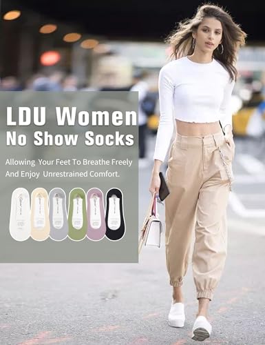 No Show Socks Womens 6Pairs Cushioned Anti-Slip Grip Breathable Soft for Work, Running, Yoga, Athletics, Daily2