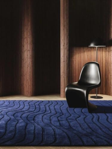 Image of Hand-Tufted Woolen Carpet for Living Room 6x9 feet Blue Color Anti-Skid Area Rug High Pile Thick Carpet & Rugs for Hall & Bedroom