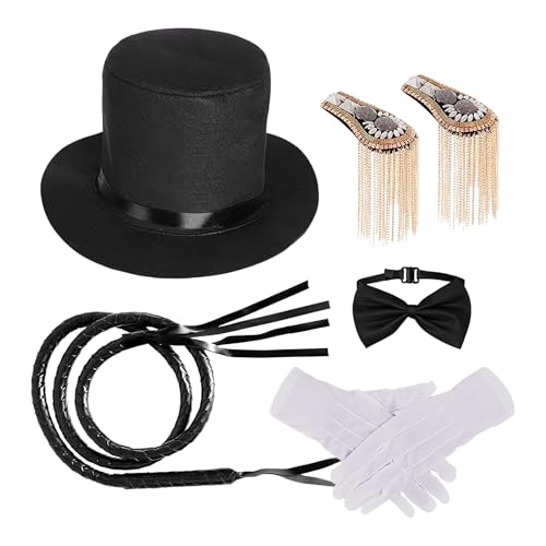 Gants fouet épaulières nœud papillon chapeau pour fête et déguisement femme