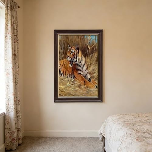 Impression toile rétro tigre rugissant : décoration authentique 20x30