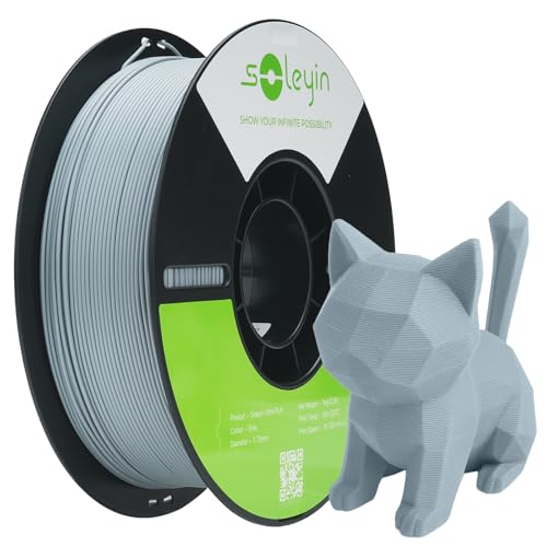 Image of SOLEYIN Ultra PLA Filament 1.75mm PLA 3D Printer Filament High Speed 30-600mm /s Dimensional Accuracy + /- 0.02mm, 1kg Spool (2.2lbs), Fit Most FDM 3D Printer (Gray)