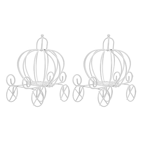 MAGICLULU 2Pcs Pumpkin Carriage Decor Metal Pumpkin Cart Candy Holder Chocolate for Halloween Wedding Party