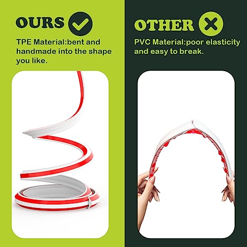 TPE Quadrant Trim, 6M Flexible Moulding Wall Corner Edging Strip Self Adhesive, Skirting Board Trim, Caulk Strip Beading for Laminate Flooring, Wall Ceiling, Cabinet Countertop, Etc (White,19 * 13 MM)