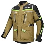 ILM Men's Street Motorcycle Jacket with CE Armor and Detachable Thermal Liner All Season Waterproof Adventure Touring Jackets Model JRL3 Yellowish Brown, S