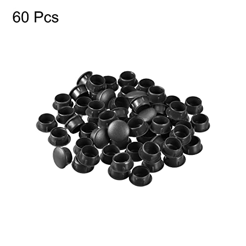 Image of uxcell Screw Hole Plugs, 15mm(19 /32 inch) Dia PP Snap in Shelf Button Flush Type Caps for Furniture Cabinet Cupboard, Black 60 Pcs