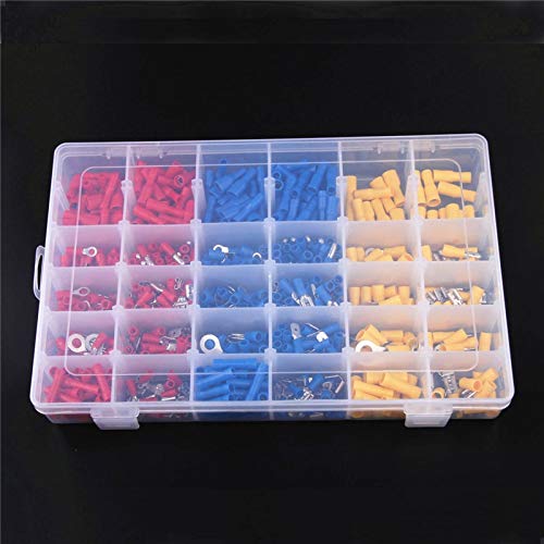 Davitu 720Pcs Assorted Insulated Electrical Wire Terminals Crimp Connector Spade Ring Set Red Yellow Blue 3 Colors