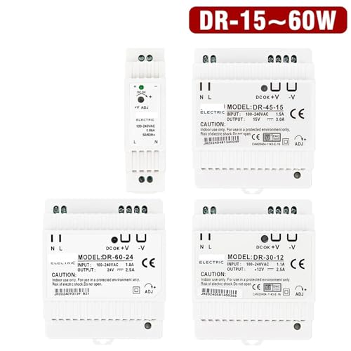 Fuente conmutada DR-30 24V 30W para carril DIN con salida única eficiente 2