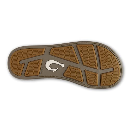 OluKai Tuahine Palm Men's Waterproof Full-Grain Leather Flip Flops, Arch Support Beach Sandals, Wet Grip Outsole for All-Day Comfort, Mustang/Mustang, 7 - image 6