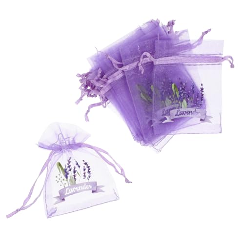 GLEAVI 50 Pezzi Sacchetti Di Organza Con Cordoncino Per Lavanda Secca, Foglie Di Rosa e Erbe, Borse in Rete Resistenti, Traspiranti e Portatili Per Conservazione e Regali