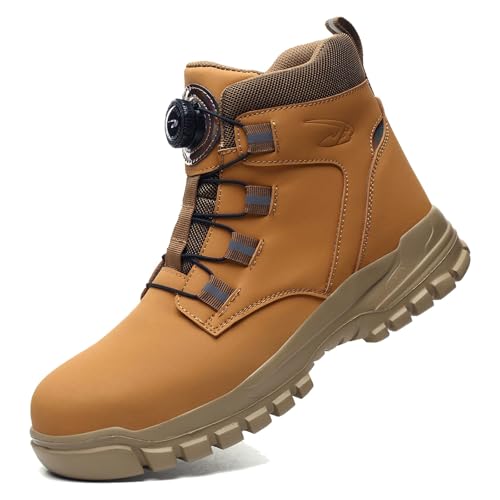 Blissbuilt Zapatos de Seguridad para Hombre Mujer Botas de Trabajo con Punta de Acero Ligeros Antideslizante y Resistente Calzado de Trabajo Cordón con Hebilla giratoria Unisex Adulto