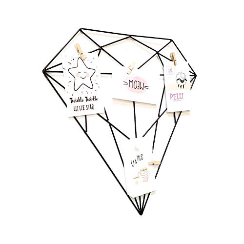 Image of Art Street Diamond Shape DIY Metal Photo grid wall for photo hanging, wall decoration and display (size- 42 x 40 cm) -Photo clips included