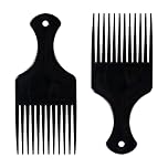 Sularpek 2 Pcs Afro Hair Comb, Black Plastic Afro Hair Comb Hair, Hair Pick Comb, Smooth & Sturdy Wide Tooth Plastic Afro Pick, for Detangling And Styling, Curly, Wavy, Frizzy And Afro Hair