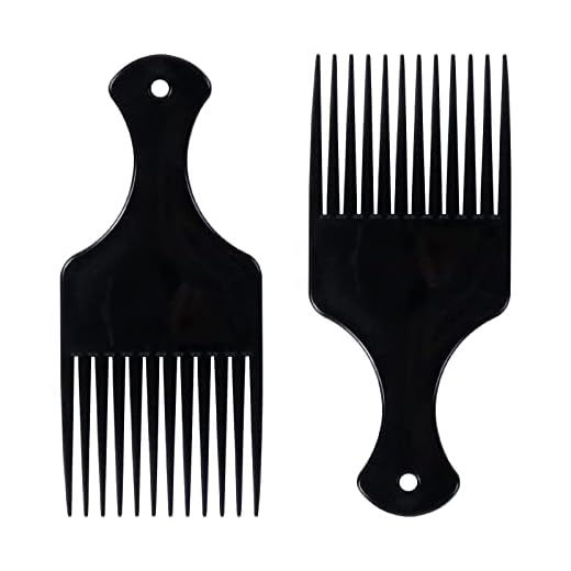 Sularpek 2 Stück Afro-Kamm, Kunststoffhaarkamm, afrikanisches Haarstyling-Werkzeug, glattes Haar, Afro Ölkopf Kamm, für Männer Frauen Haar Styling (schwarz)