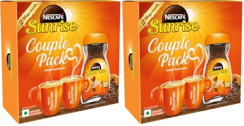 Image of Sunrise Instant Coffee Powder by Nescafe | Rich Aroma for the perfect start to your day | Coffee Chicory-Mix | 190g Jar (Pack of 2)