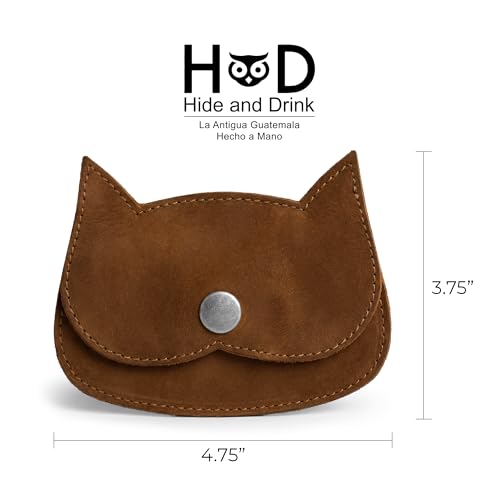 Image of Hide & Drink, Cat Shape Wallet Handmade from Full Grain Leathe, Swayze Suede