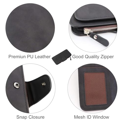 Wallet Women Large with Zipper Pocket | ​Travel Wallet​ for ​Cash Management​ | ​Leather Wallets for Women​ Slim ​Card Holder​ (Black)2