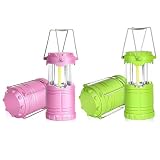 SEAMAGIC 2-Pack LED Pink Camping Lantern and 2-Pack LED Green Camping Lantern, Essential Emergency Lights for Power Outages, Hiking, Hurricane