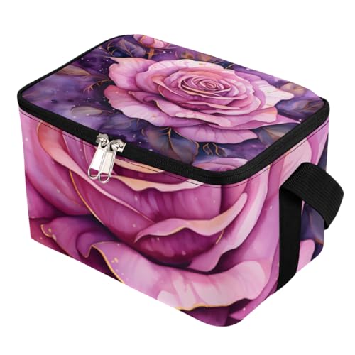 GzLeyigou Lunch Bags for Women Men 9 Cans,Beautiful Rose Hot & Cold Food Delivery Bag Insulated Grocery Bag Insulated Lunch Box Flower Cooler Bag for Office Work Picnic Beach