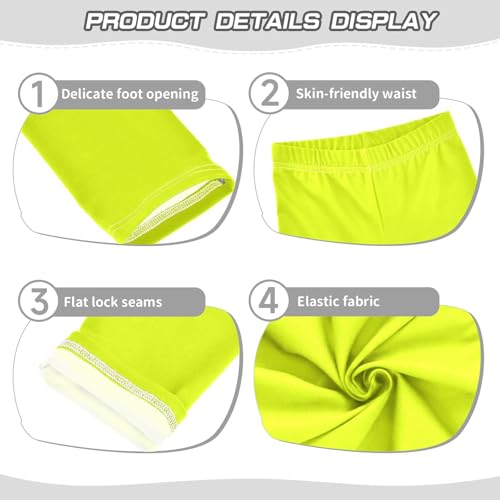 Girl Leggings Neon Yellow Green Solid Color Yoga Leggings Pants Tights Trousers Dance Pants Stretchy Leggings, 4T3