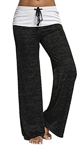 Artfish Women's Color Block Fold Over Waist Yoga Pants Workout Leggings (522#Black, L)