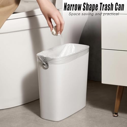 Rechteckiger Mlleimer, bad mlleimer schmal Kunststoff Badezimmer offen, Kleiner Mllkorb, Badezimmer, Oben offener Mlleimer, Bro, Schlafzimmer, Kche, geeignet fr Enge Rume (Grau) – Bild 8