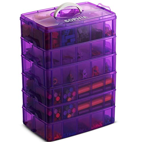 Image of LifeSmart Stackable Bead Storage Organizer Box | DIY Art Craft Case Storage with Adjustable Compartments | Small Plastic Containers with Dividers for Toys, Jewelry, Fishing Tackles and Sewing Supplies