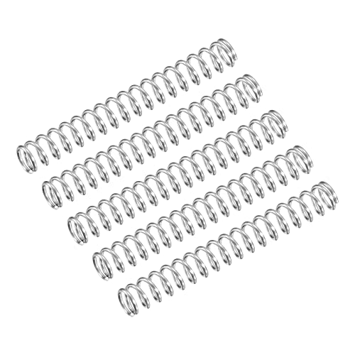 Image of uxcell Compression Spring, 5Pcs 304 Stainless Steel, 6mm OD, 0.8mm Wire Size, 45mm Free Length, Silver Tone