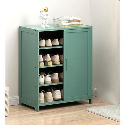 Rangement chaussures bambou : étagère peu encombrante et meuble vert pour placard
