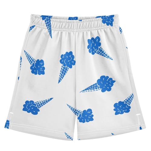 J JOYSAY Cartoon Icecream Cone Boys Athletic Shorts Kids Youth Casual Shotrs with Elastic Waistband Pockets