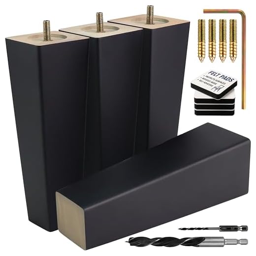Premium Black Square Furniture Legs Kit