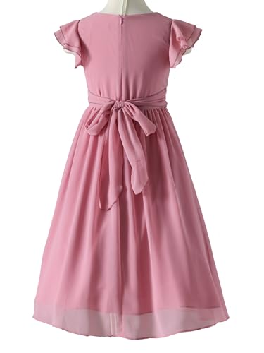 Flower Girls Dresses Junior Bridesmaids Little Girls Elegant Ruffle Chiffon Tea Length3
