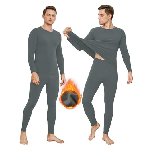 INNERSY Ropa Interior Térmica Hombre Set Camiseta Termica Manga Larga Mallas Largas Pijama Invierno (M, Gris)