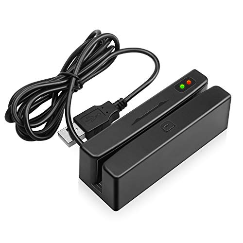 SZiTW MSR98 Bi-Direction Swipe Card Reader USB PCSC Mini Credit Card 3 Track Hi Lo Co Magnetic Reader Swiper for POS System Cashier Registry (1 Set)
