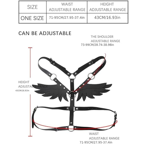 Punk Belt Women PU Leather Waist Body Harness SM Sexy Hollowing Bra Chest Strap Body Harness Adjustable Gothic Punk Angel Wings Waist Harness Dancing Show Rave Festival Party Body Harness Belt2