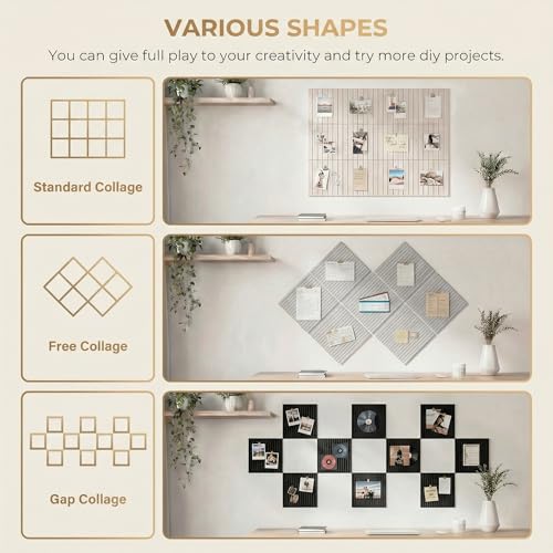 AHEONLAR Felt Bulletin Board 48\" x 36\", Cork Boards for Walls, 12 Pack Bulletin Board Large Cork Board for Office, Felt Boards with 70 Safe Removable Adhesive Tabs, Pin Board for Home(Light Beige)