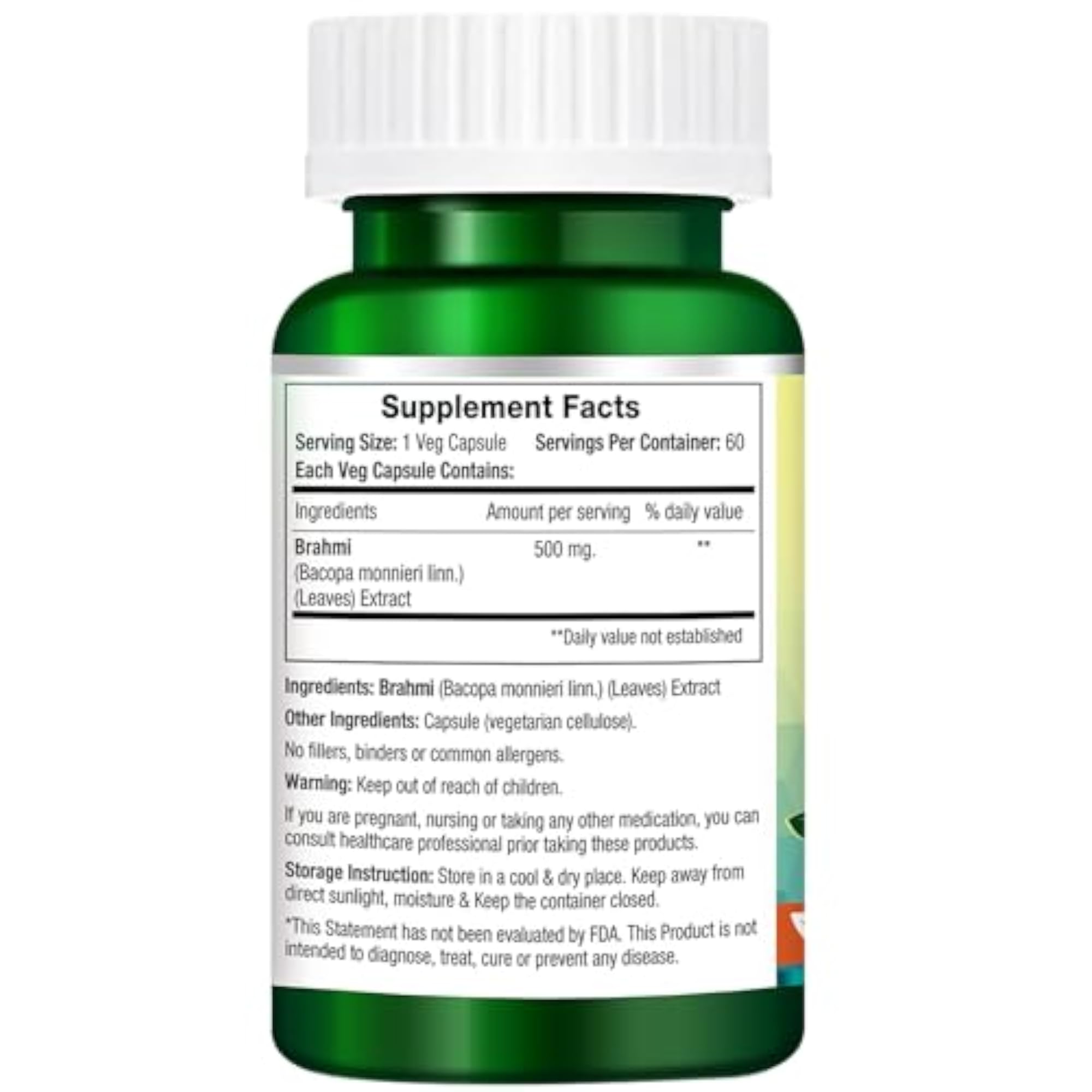 Bacopa Brahmi Extract 500mg, 60 Capsules