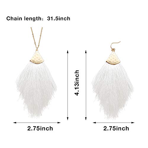 Fringe Tassel Statement Dangle Earrings- Lightweight Long Silky Feather Earrings Tassel Necklaces For Women #TOP3