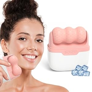 DPGrazzt Ice Roller for Face and Eye, 2 in 1 Skin Care Tools Facial Massager for Puffy Muscle Soreness, Tightens Pores Reduce Wrinkles, Body Eye Roller with Travel Case (Pink)