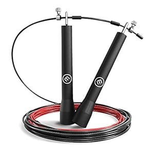 BeMaxx Speed Rope II Fitness springtouw + trainingsgids (mogelijk niet beschikbaar in het Nederlands) en reservetouw,super dun en eenvoudig verstelbaar stalen kabel + kogellagers, voor CrossFit, professioneel sporten, boksen, trainen, voor volwassenen en kinderen