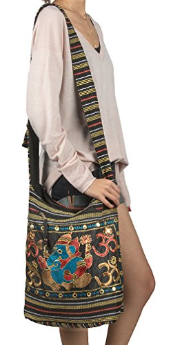 Women Hobo Black Cross Body Shoulder Bag Elephant Embroidered School Everyday Shopping Casual Lightweight4