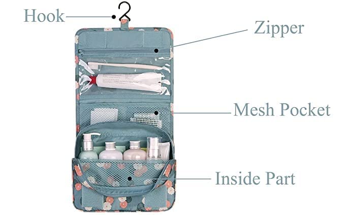 krupasadhya Hanging Travel Toiletry Kit Bag Cosmetic Make up Organizer Multifunction Portable Makeup Pouch for Women and Girls Waterproof Ladies Case Travelling Storage Inner Ware Up Brush Kit Holder 1
