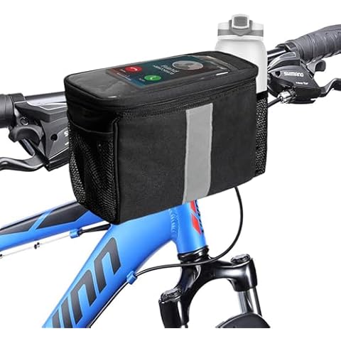 MATTISAM Bike Handlebar Bag, Bike Basket Front with Bike Phone Mount Fit Phone Under 7", Bike Cooler Bicycle Basket Road Mountain Bike Cycling Accessories for Kids Girls Boys Men Women Cover