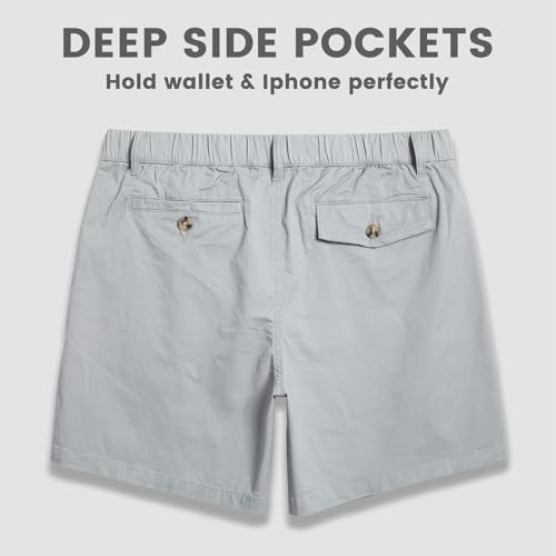 maamgic Men's Classic-fit 5.5" Cotton Casual Shorts Elastic Waistband with Multi-Pocket Daily Wear Walking Summer Outfit4