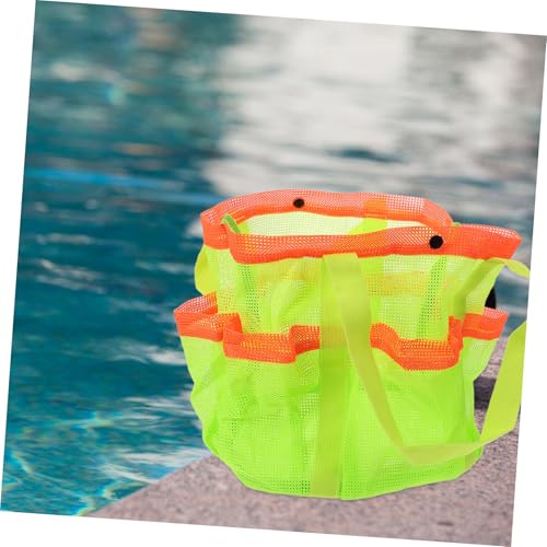 Yardwe Mesh Beach Tote Bag for Travel Versatile Storage for Clothes Towels Swimming Supplies Pool Accessory with Durable Handles Fluorescent2